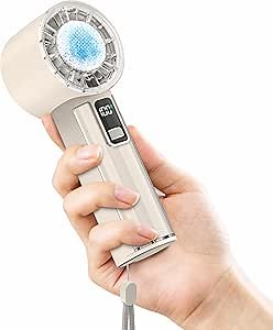 Handheld Fan with Ice Cooler, Mini Portable Fan Rechargeable, 18Hrs Cooling, 0-100 Adjustable Speed, Small Yet Powerful, Personal Hand Fans for Travel, Beach, Outdoor, Makeup, Gifts for Women