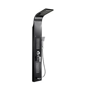 [Hot Item] Shower Panel Bathroom Wall Mounted Stainless Steel Waterfall Black Shower Column Set Tower Shower Panels Modern Bathroom Faucet