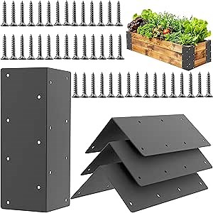 KR. LIF Set of 4 Raised Garden Bed Corner Brackets, 11"" Rust Resistant Raised Bed Brackets Corners Connectors - Pallet Collar Hinges for Vegetable Planter Garden, Pet Fence, Garage Storage Solutions