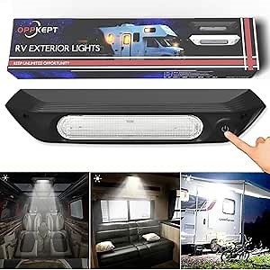 900 Lumen LED Exterior Light with Dimmer Switch, 12V/28V RV Porch Light Replacement for RVs, Trailers, Campers, Yachts - IP67 Waterproof (Black)