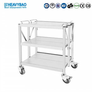 [Hot Item] Heavybao Restaurant Stainless Steel Saving Place Foldable Trolley for Food Service