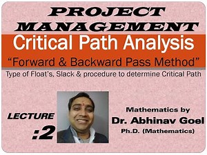 Critical Path Method(CPM): Forward & Backward pass method, Total, Free & Independent Float, Slack