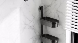 WXCGX Modern Stainless Steel 4-Tier Adjustable Shower Caddy: Rust Resistant, Moistureproof, 15-75 Inch, 40 Pound Capacity, 4 Baskets & 2 Hooks, Wall Mount