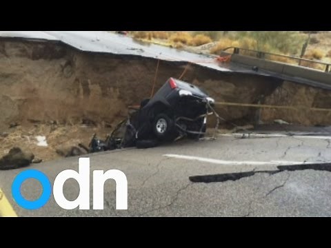 Truck lands in fast flowing water as California bridge collapses