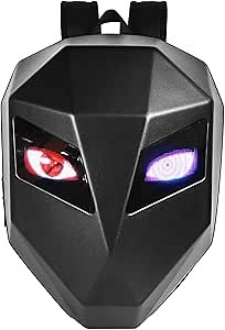 KWQ Rainbow Knight LED Backpack - Motorcycle Backpack for Men with LED Eyes - Black, Large