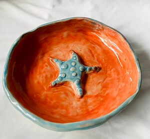 Ceramic Bowl With Starfish Orange - Etsy