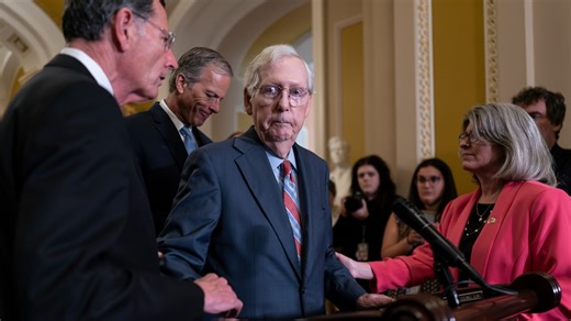 Mitch McConnell freezes up in the middle of a press conference and is escorted away
