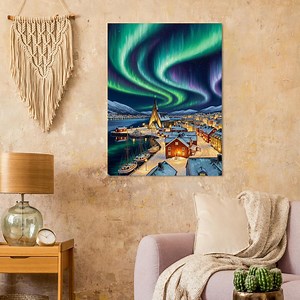 Peinture à l'huile Un rêve arctique : Troms et les aurores boréales - Le meilleur poster de voyage en Norvège - Etsy France