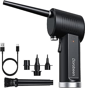 DOROBEEN Compressed Air Duster, Rechargerable Electric Air Duster, Canned Air Duster for Computers, Brushless DC Motor, 8000mAh Battery Portable Cordless Compressed Air for Keyboard Cleaning