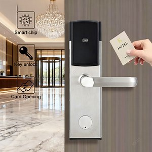 [Hot Item] Silver High-End Door Tthotel APP BLE Energy Saver Switch Encoder M1 Card Lock Intelligent Password Key Unlock Stainless Steel Hotel Door Locks