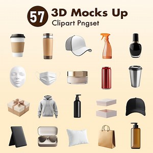 57 Mockup PNG Bundle | 3D Coffee Cups, Pump Bottles, Gift Boxes, Caps, Red Cans, Hoodie, Shopping Bags | Transparent Clipart Set - Etsy