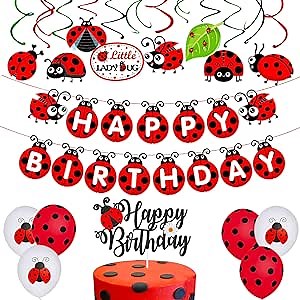 Ladybug Birthday Party Decoration Ladybug Birthday Balloons Ladybug Birthday Cake Decoration Ladybug Birthday Banner Ladybug Hanging Swirl Decoration