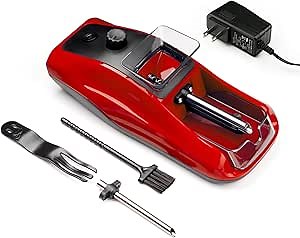 Cigarette Rolling Machine, Zipetatah Portable Tobacco Injector Machine, Automatic Joint Roller Machine, One-Touch Rolling, Suitable for 6.5mm/8mm Tubes, Efficient and Durable (Red)
