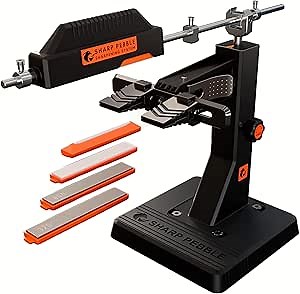 Sharp Pebble Knife Sharpening System - Professional Knife Sharpener Tool for Kitchen Knives, Pocket, Hunting & Serrated - Precision Knife Sharpening Kit with 4 Whetstones for Razor Sharp Blades