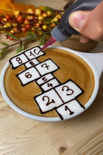 Hopscotch-Inspired Latte Art Design