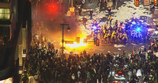 Fans and celebrities react to Eagles' Super Bowl win, towels set on fire in Center City