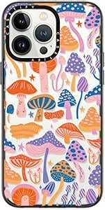 CASETiFY Compact Case for iPhone 14 Pro Max [Lightweight / 4 ft. 2X Military Grade Drop Protection/Slim] - Magic Mushrooms - Clear Black