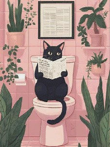 Black Cat on Toilet Reading – Cross Stitch Pattern PDF - Etsy Canada