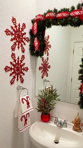 6.5K reactions · 370 shares | Hey Friends . Sharing my Powder Room for Christmas ❤️懶.  Follow me @everythingjummy for more Christmas Decorations and Ideas . ❤️LIKE ❤️COMMENT ❤️SAVE ❤️SHARE . . . . . . . . . . . . . . . #everythingjummy #powderroom #powderroomdecor #candycanes #candycanelane #christmastree #redandwhitechristmas #gingerbread #christmas2025 #explorepage✨#christmasinspiration #christmashome #homefortheholidays | EverythingJummy | Facebook