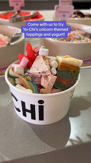 Gifted | Iloveyochi is kicking off #UnicornMagicMonth from September 18 to October 15 and we got to try their delicious #unicornswirlyogurt and #unicorn-themed toppings like #TonysChocolonely White Raspberry Popping Candy Chocolate Bar 💜 🤤 : Thanks for having us #YoChiNewtown! 💖 | Yahoo Lifestyle Australia