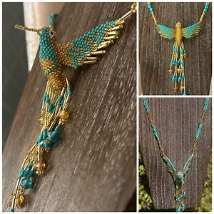 Beaded Handmade Mexican Hummingbird Huichol Necklace - Etsy UK