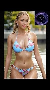 4K LookBook. Super Hot Bikini Models Swim In The City Fountain During A Heat Wave. AI Art #103