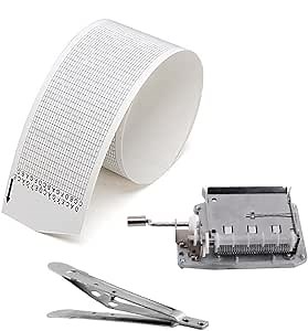M4MUSIC 30 Note Hand Crank Music Box Movement with Blank Strips and Hole Punch Kit