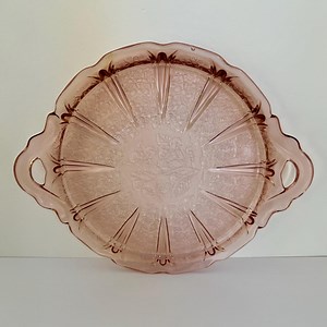 Large Vintage Jeannette Glass “cherry Blossom” Platter – Pink Depression Glass With Handles – Antique Pressed Glass Dish (1930s) - Etsy Canada