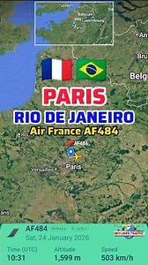 Paris to Rio de Janeiro Flight Route | Air France AF484 | 🇫🇷➡️🇧🇷 Enjoy long-distance air travel with a nonstop flight from Paris to Rio de Janeiro operated by Air France. This flight departs from Charles de Gaulle International Airport (CDG) and heads to Galeão Antonio Carlos Jobim International Airport (GIG) in Brazil. This transcontinental route covers approximately 9,357 km and takes approximately 10 hours and 52 minutes, making it one of the most popular routes connecting Europe and Sout
