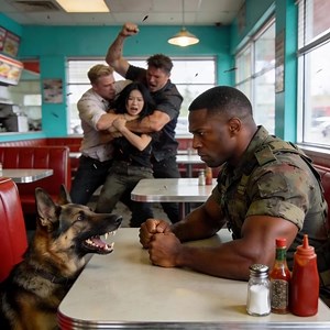 "Thugs Harassed a Diner Owner’s Daughter — Until a Navy SEAL and His Dog Spoke Up..." Rain hammered the asphalt outside Maple Route Diner, a lonely stop along a rural highway in Ohio. Inside, the neon lights flickered as Lily Morgan, a young waitress barely three weeks into the job, tried to keep her smile steady. Two men at Booth Seven had been drinking since sundown. Their voices were loud, their laughter sharp, and their eyes followed Lily every time she passed. “Hey, sweetheart, how about yo