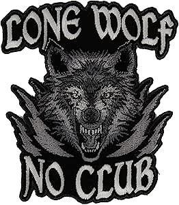 Lone Wolf No Club Small Biker Patch, Biker Patches (P6757)