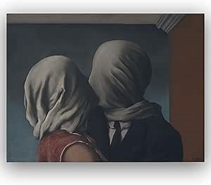 Yomcut Rene Magritte Poster - Lovers Print - Surrealist Painting Canvas Wall Art Decoration - Fine Art Poster - Bedroom Living Room Modern Home Decor Unframed (18×24in/45×60cm)