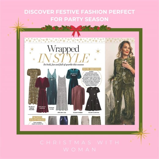 Party season is fast approaching! Not sure what to wear? Discover the hottest high-street fashion buys in #womanmagazine's first Christmas bumper issue, helping you sparkle all season long ✨🎅🏼🎄 | Woman