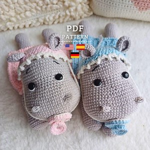 CROCHET PATTERN, Hippo Security Blanket, Lovey Baby Hippo | Diy How-to Tutorial in English, Spanish and German - Etsy UK