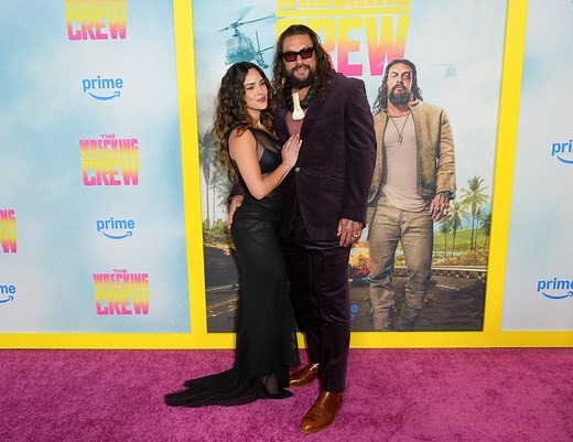Jason Momoa and Adria Arjona Share a Sweet Moment at ‘The Wrecking Crew’ Premiere