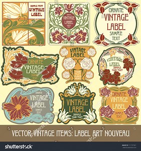 Vector Vintage Items Label Art Nouveau Stock Vector (Royalty Free) 111731561 | Shutterstock