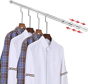 Closet Rod Adjustable 30-48 Inch for Hanging Clothes Stainless Steel Closet Pole Closet Bar with 2 Brackets for Wardrobes Closet Shower Window Curtain Hanger Rod Clothes Rod for Closet Clothes Rail