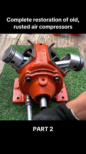 Part 2: Complete restoration of old, rusted air compressors #amazing #restored #foryou #restoration #fyp