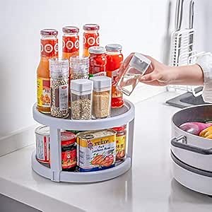 2 Tier Lazy Susan Organizer, Turntable Rack for Cabinet, Pantry Organization and Storage, Kitchen, Fridge, Bathroom Makeup Vanity Countertop, 360 Rotating Non-Skid Under Sink Organizing Spice Rack