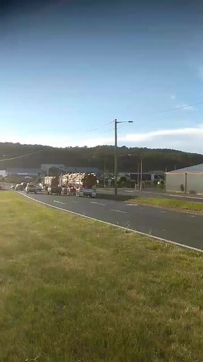 Log trucks heading to the woodchipper in Burnie, Tasmania before chips being exported to Asian ports. | Denis Lovell