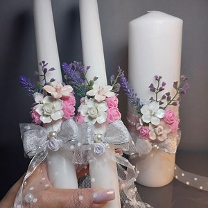 Personalized Wedding Candles With Flower Arrangement – Handmade Wedding Candles for the Ceremony" - Etsy UK
