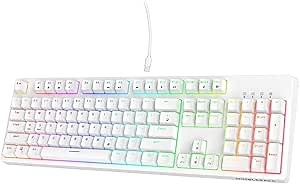 LTC NB1041 Nimbleback Wired Mechanical Keyboard, Hot-Swappable 104Keys RGB Backlit Gaming Keyboard, Red Switch/White