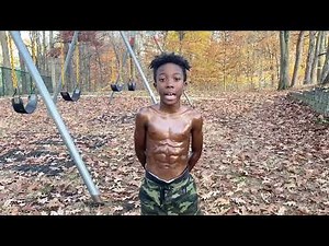 10 year old with abs shadow boxing
