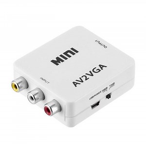blanc - Boîtier de convertisseur vidéo Mini HD AV2VGA, dispositif d'affichage AV RCA CVBS à VGA, convertisseu