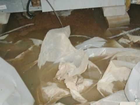 Inferior 6 mil plastic crawl space vapor barrier.