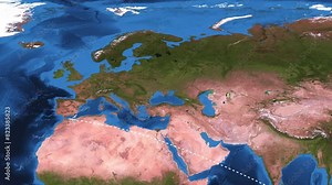 Wideo Stock: International flight travel route from Sydney to Toronto on worlds map in 4K