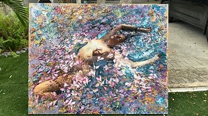 Mixed media over nude in nature photography for sale at Art Miami / art basel