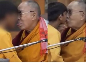 'Suck My Tongue': Dalai Lama faces backlash for kissing child on the Lips [Watch]