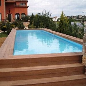 [Hot Item] Mini Outdoor Resort Jacuzzi and Swim SPA Smallfiberglass Inground Swimming Pool with Wooden Plunge Pool for Children Families