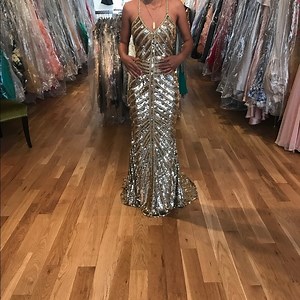 Designer Sherri Hill  gold sequin prom dress